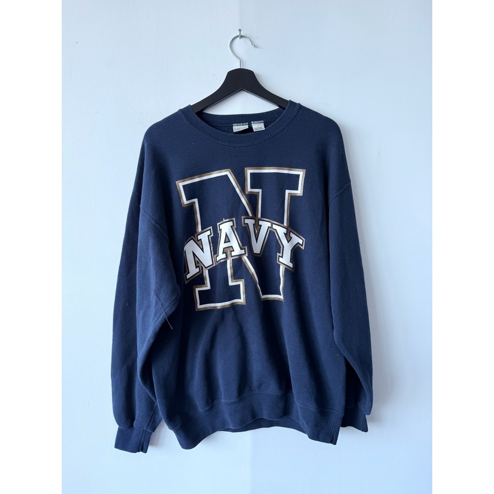 Vintage US Naval Academy Sweatshirt Mens Large NCAA Crewneck Soffe 90s USA Navy‎